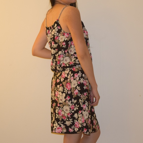 Pink and Black Floral Dress with Rope Strap - Picture 4 of 5